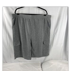 Open Trails Shorts Mens 2XL Gray Stretch Knit Cargo Elastic Waist Drawstring
